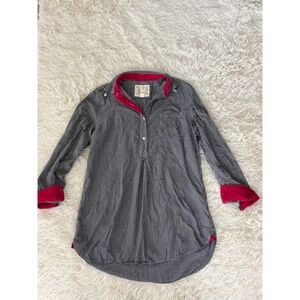 Victoria's Secret Tunic Top Small Gingham‎ Plaid Shirt Dress Red Trim